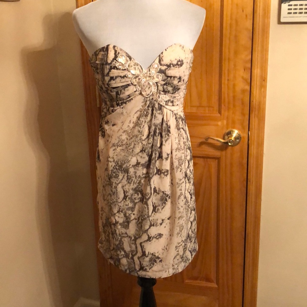 H&M Python pink and grey sweetheart dress.